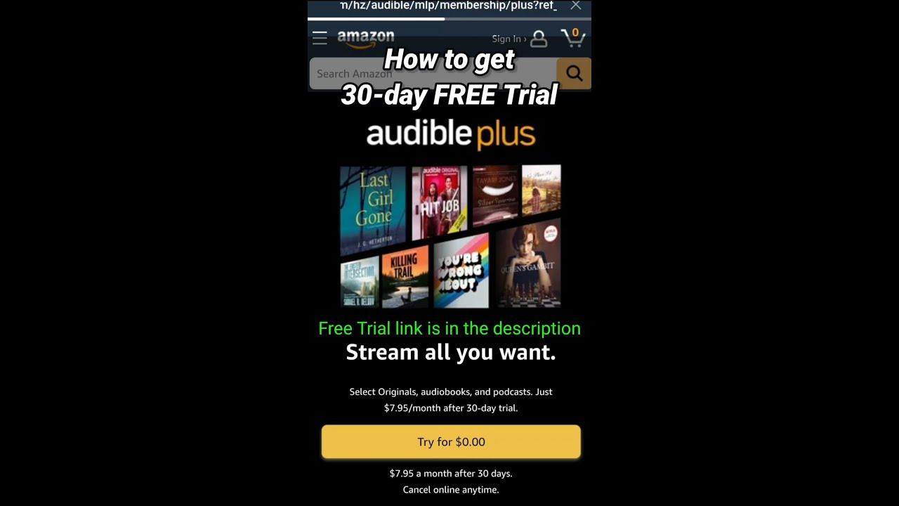 How to get 30 days free trial Amazon Audible Plus? #shorts #audiobook #amazon