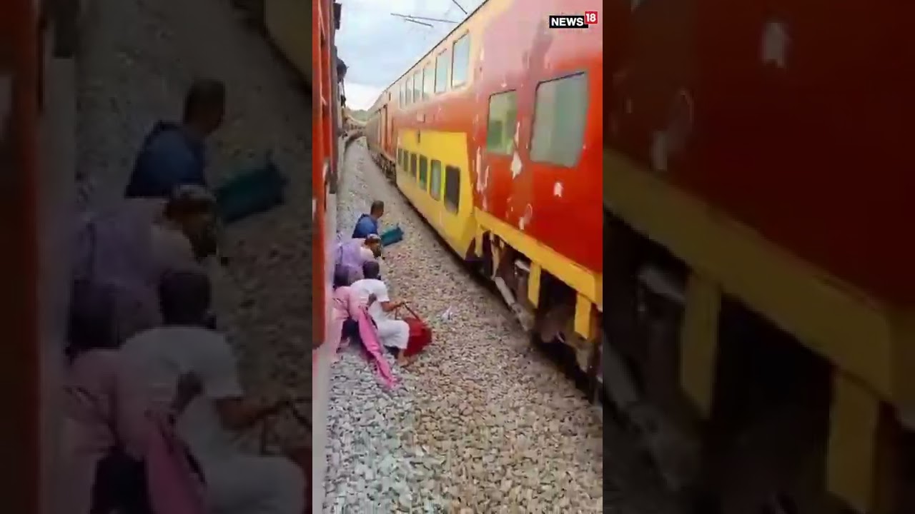 Railway Track Ruckus: Passengers Cross Seconds Before Train's Arrival | #shorts | #viralvideo