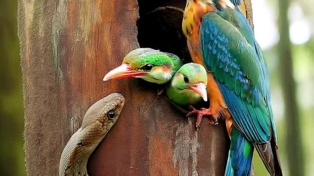 Kingfisher Birds vs Snake